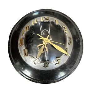 Vintage 37 Ford Art Deco Auto Hubcap Up cycled Wall Clock Authentic Patina